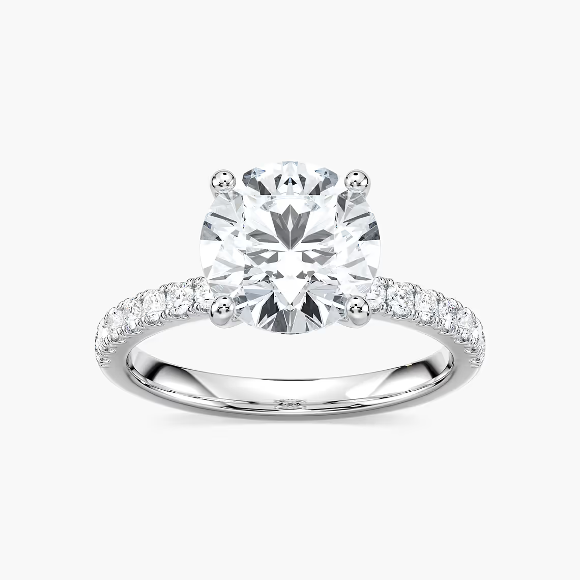 Classic Round Cut Engagement Ring With Hidden Halo