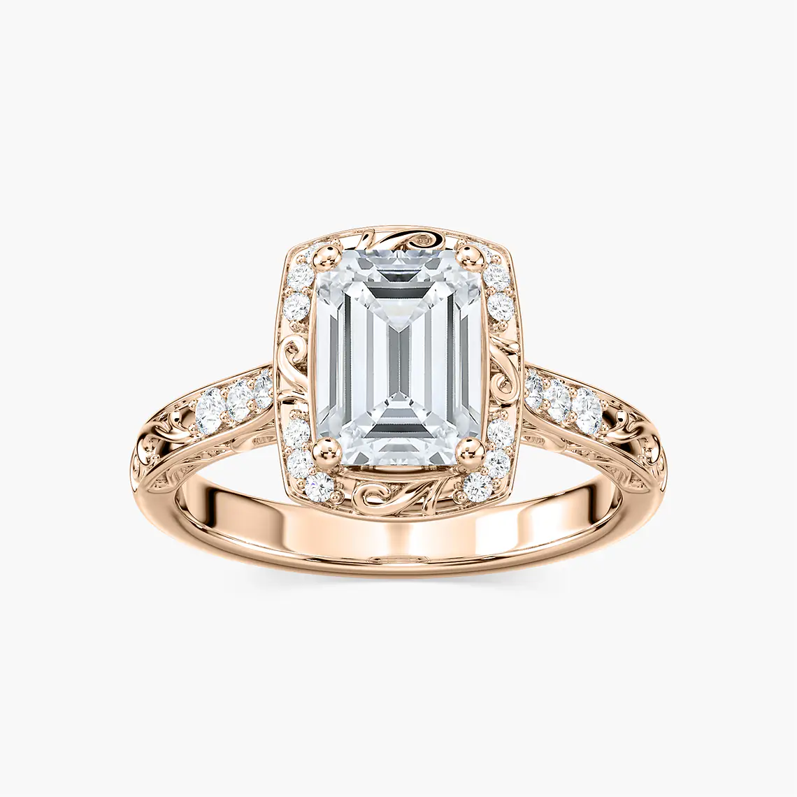 Vintage Emerald Cut Halo Engagement Ring
