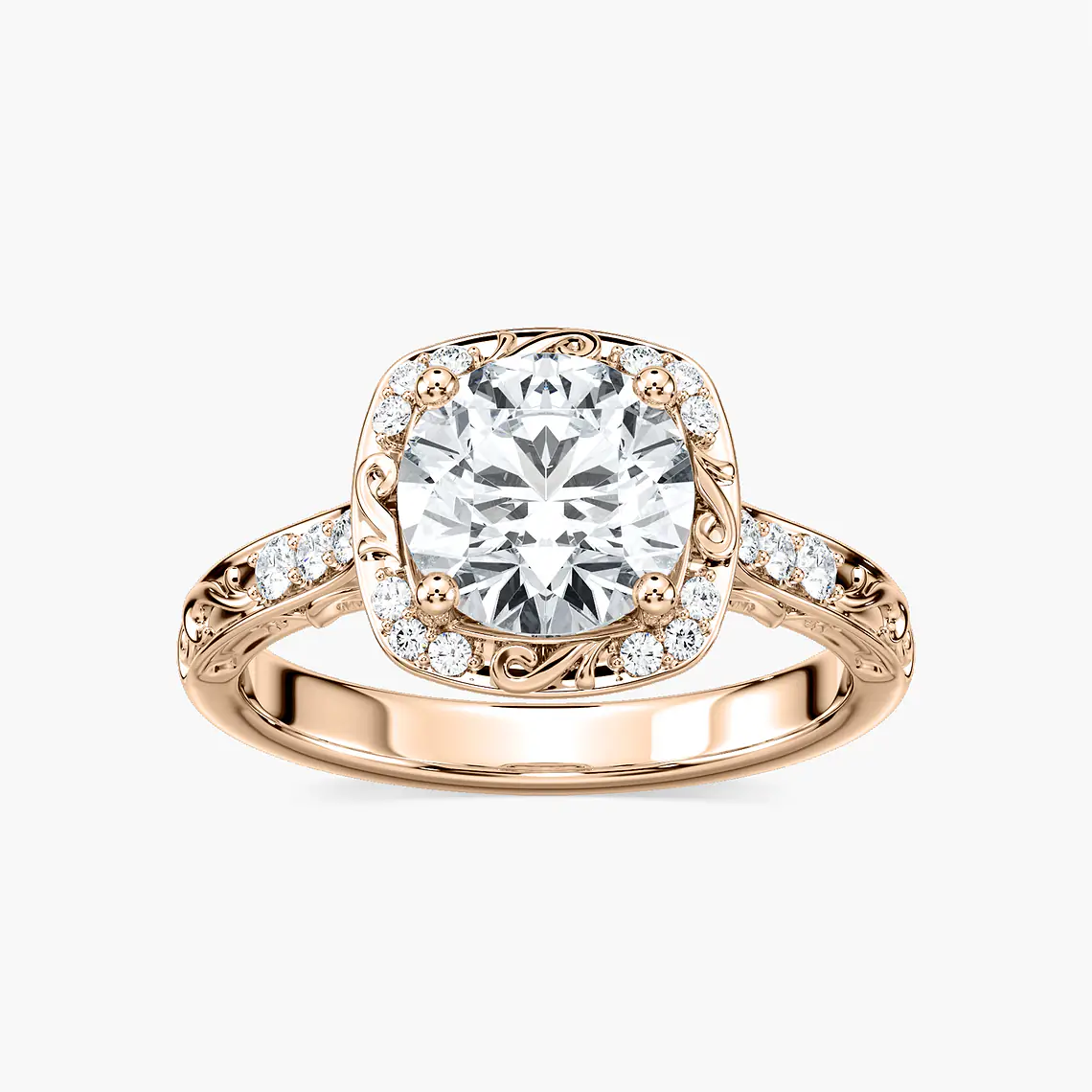 Vintage Round Cut Halo Engagement Ring