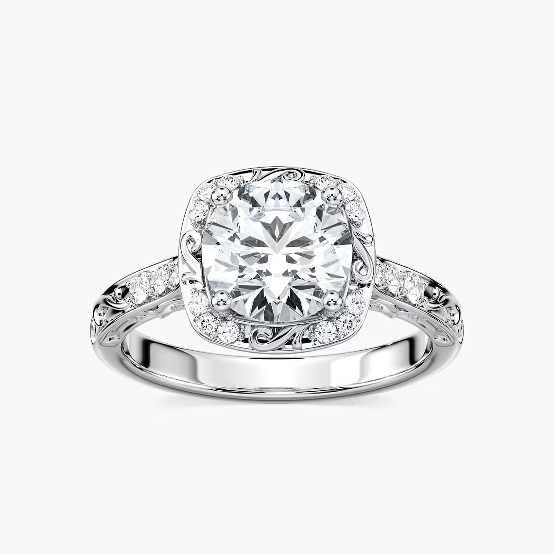 Vintage Round Cut Halo Engagement Ring