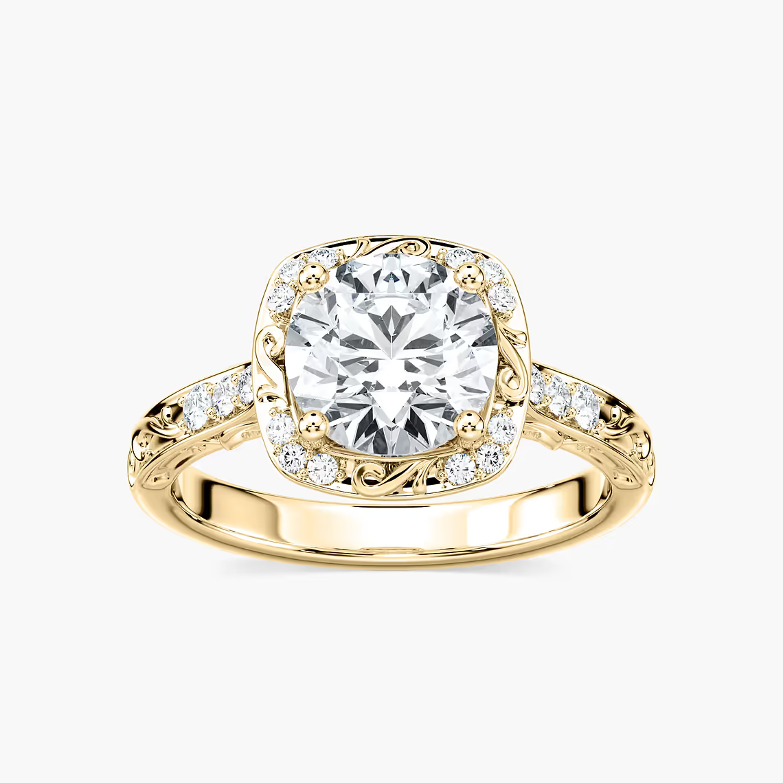 Vintage Round Cut Halo Engagement Ring