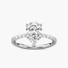 Pear Shaped Shared Prong Side Stone Engagement Ring
