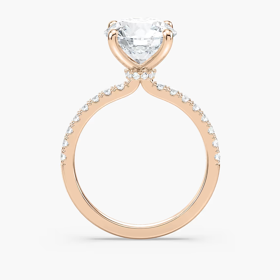 Classic Round Cut Engagement Ring With Hidden Halo