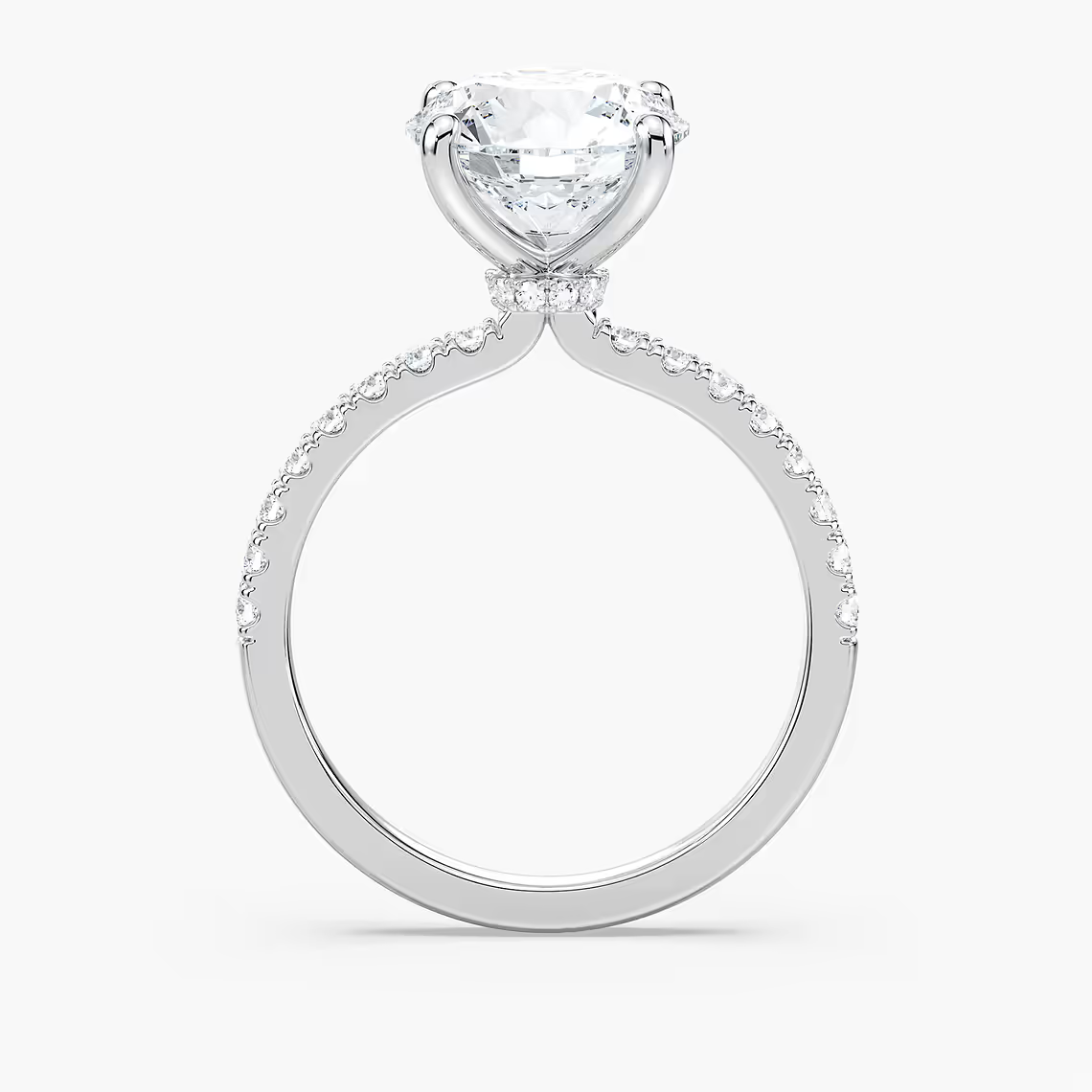 Classic Round Cut Engagement Ring With Hidden Halo