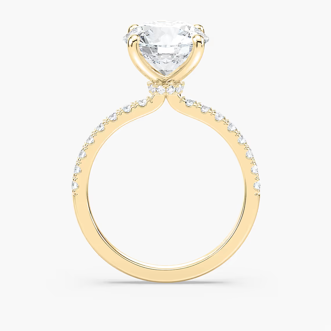 Classic Round Cut Engagement Ring With Hidden Halo