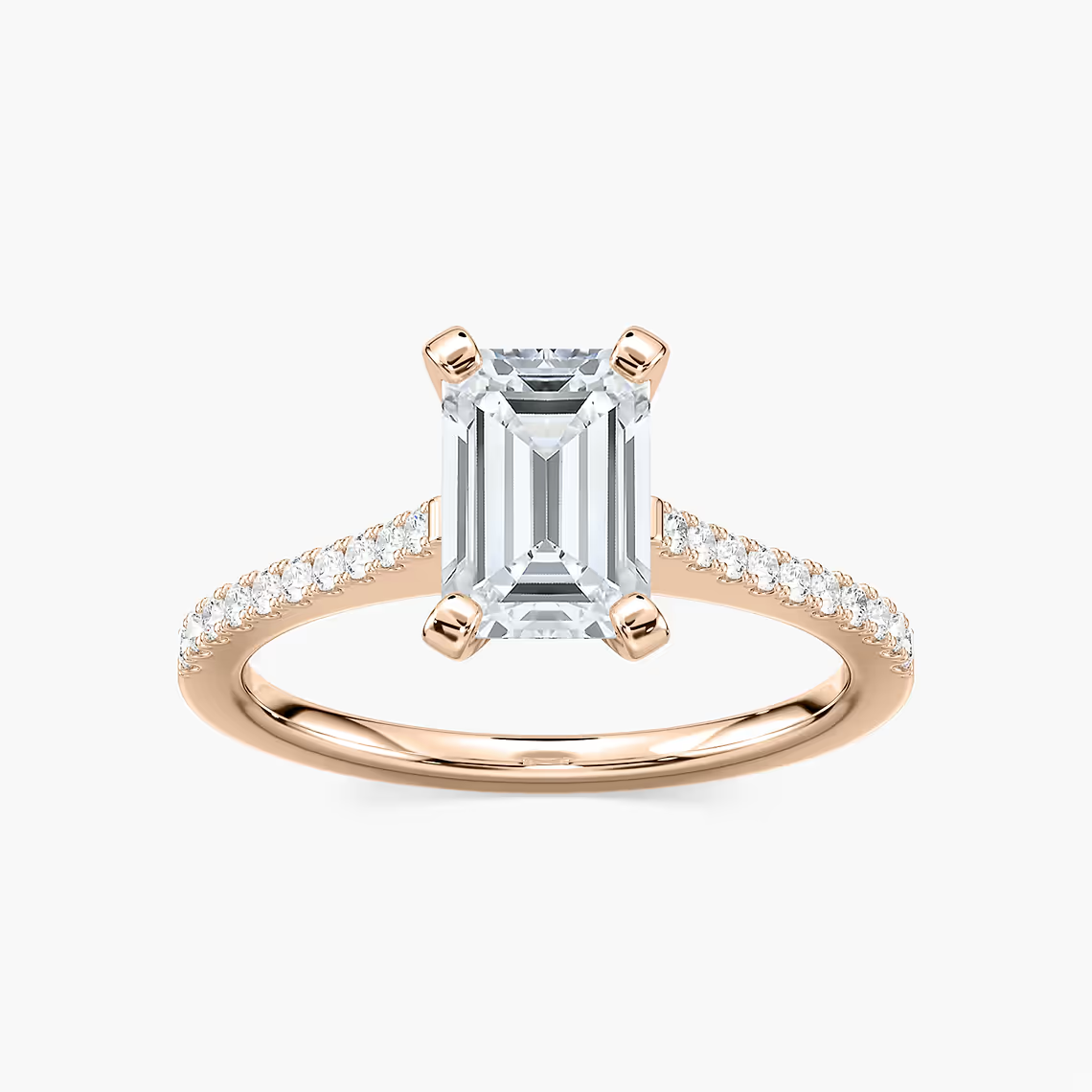 Pavé Set Emerald Cut Engagement Ring
