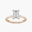 Pavé Set Emerald Cut Engagement Ring