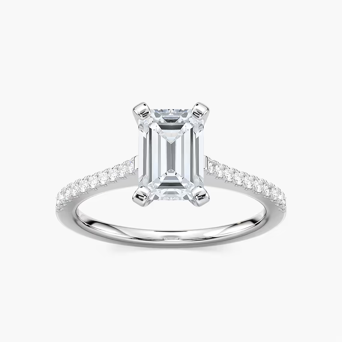 Pavé Set Emerald Cut Engagement Ring
