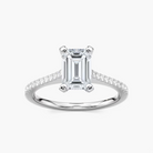 Pavé Set Emerald Cut Engagement Ring
