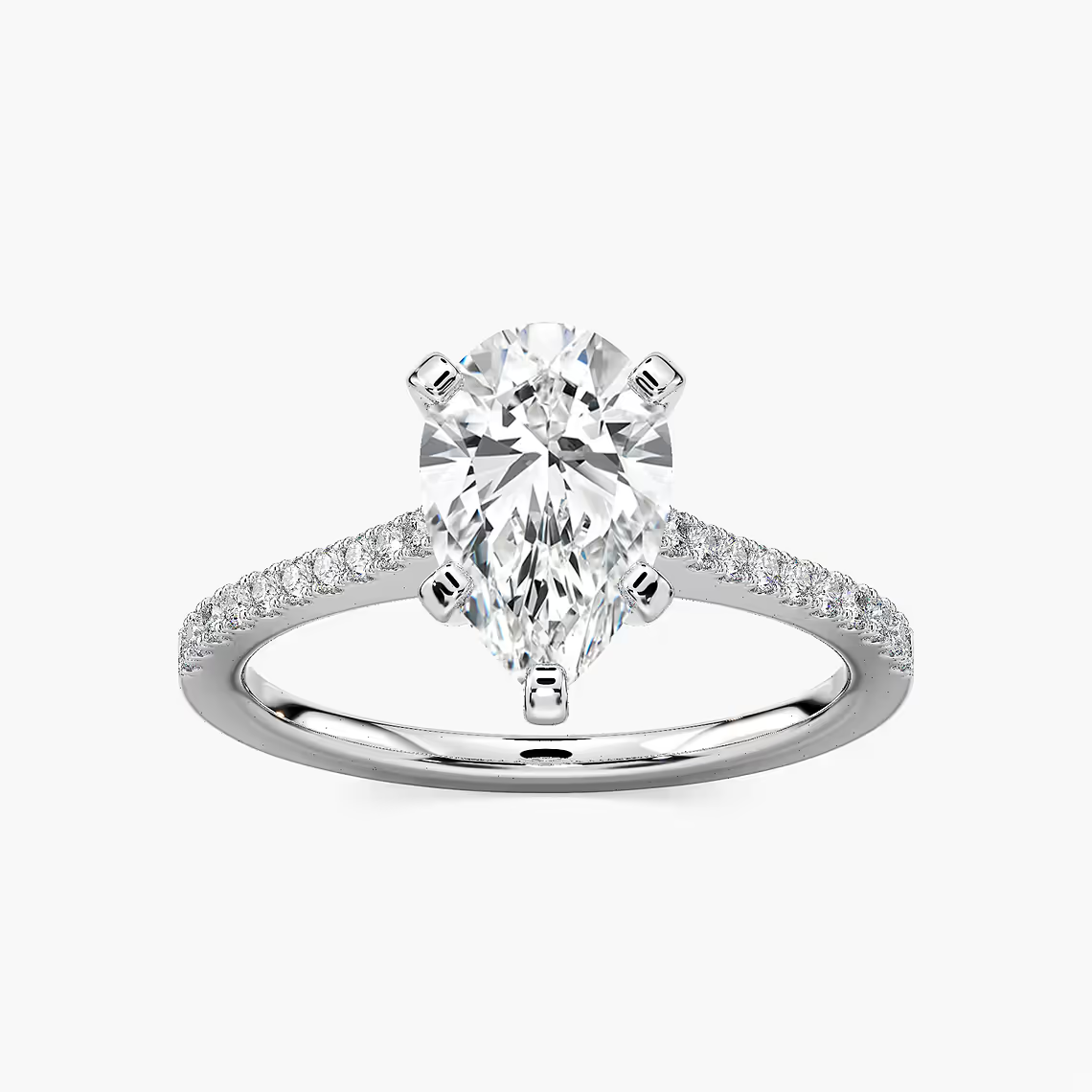 Pavé Set Pear Cut Engagement Ring