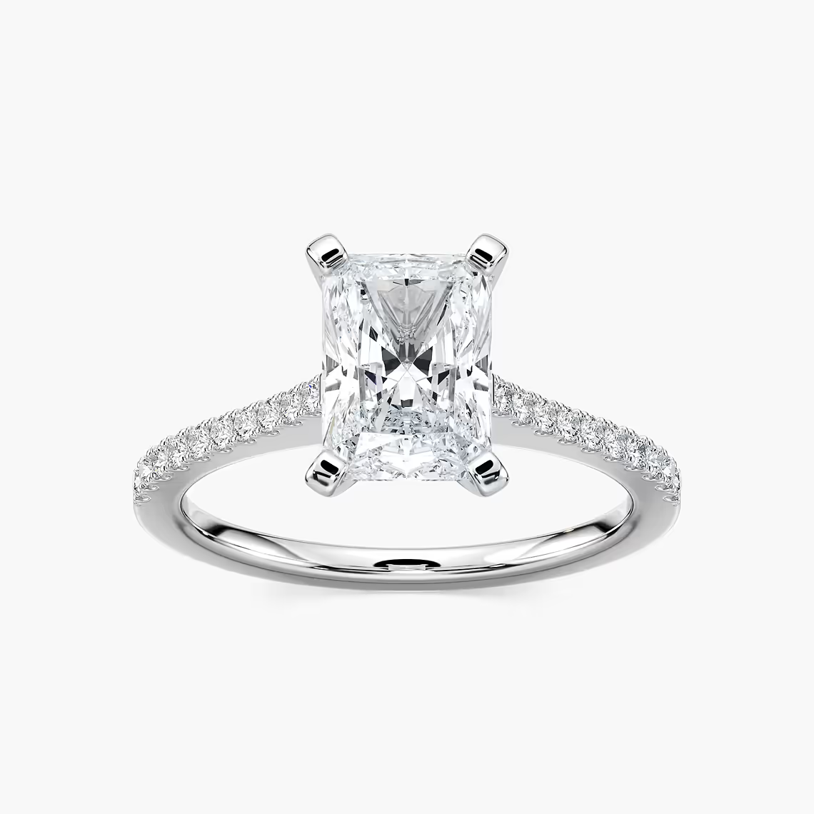 Pavé Set Radiant Cut Engagement Ring