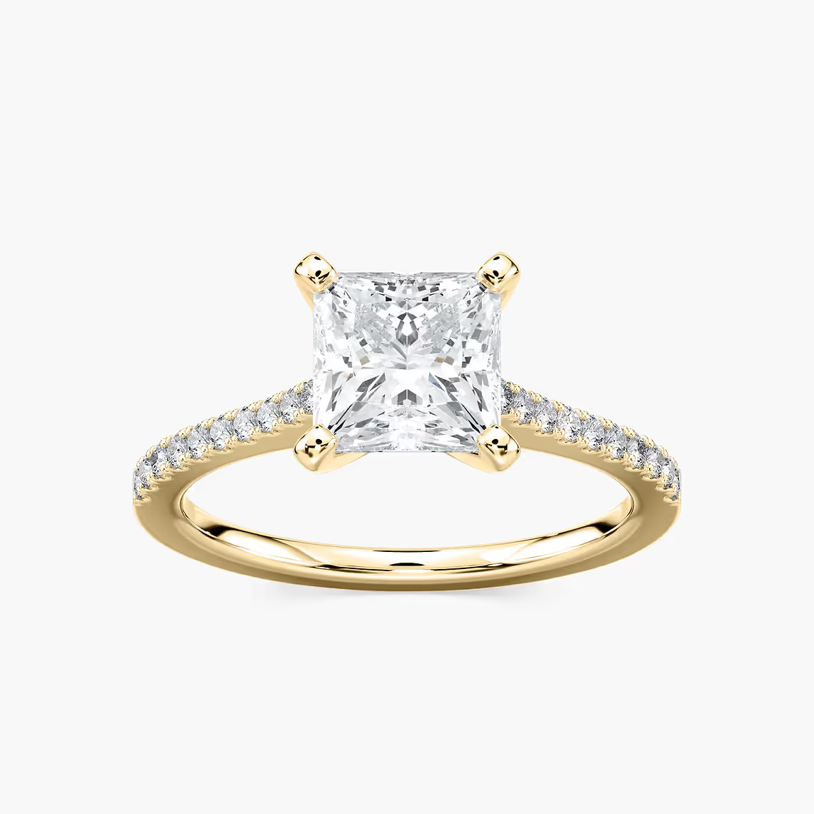 Pavé Set Princess Cut Engagement Ring