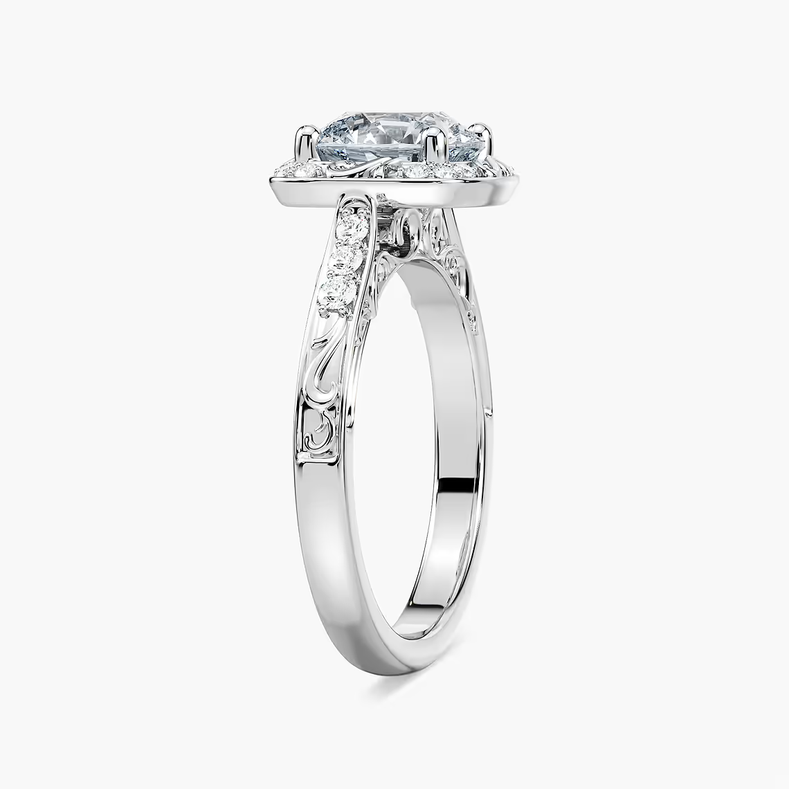 Vintage Round Cut Halo Engagement Ring