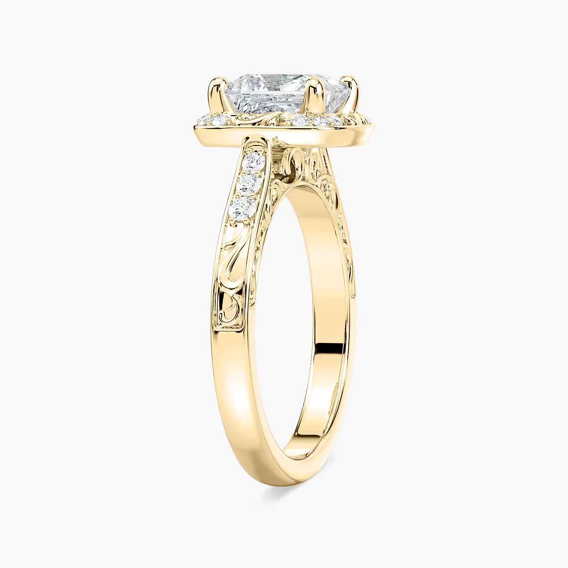 Vintage Princess Cut Halo Engagement Ring