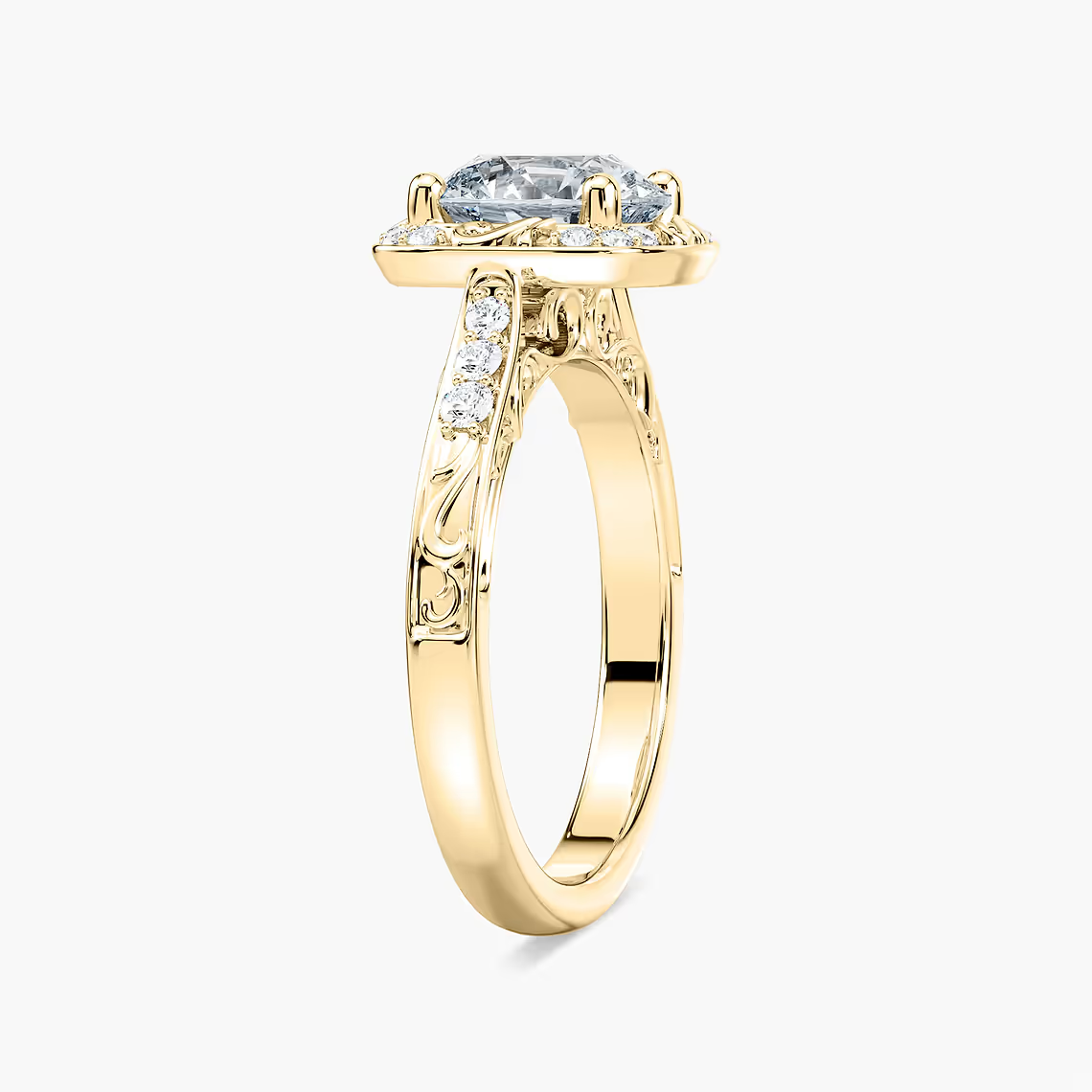 Vintage Round Cut Halo Engagement Ring