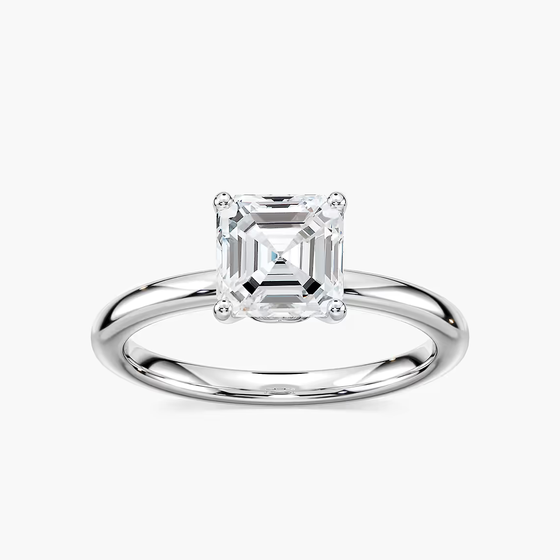 Delicate Four-Prong Asscher Cut Solitaire Engagement Ring