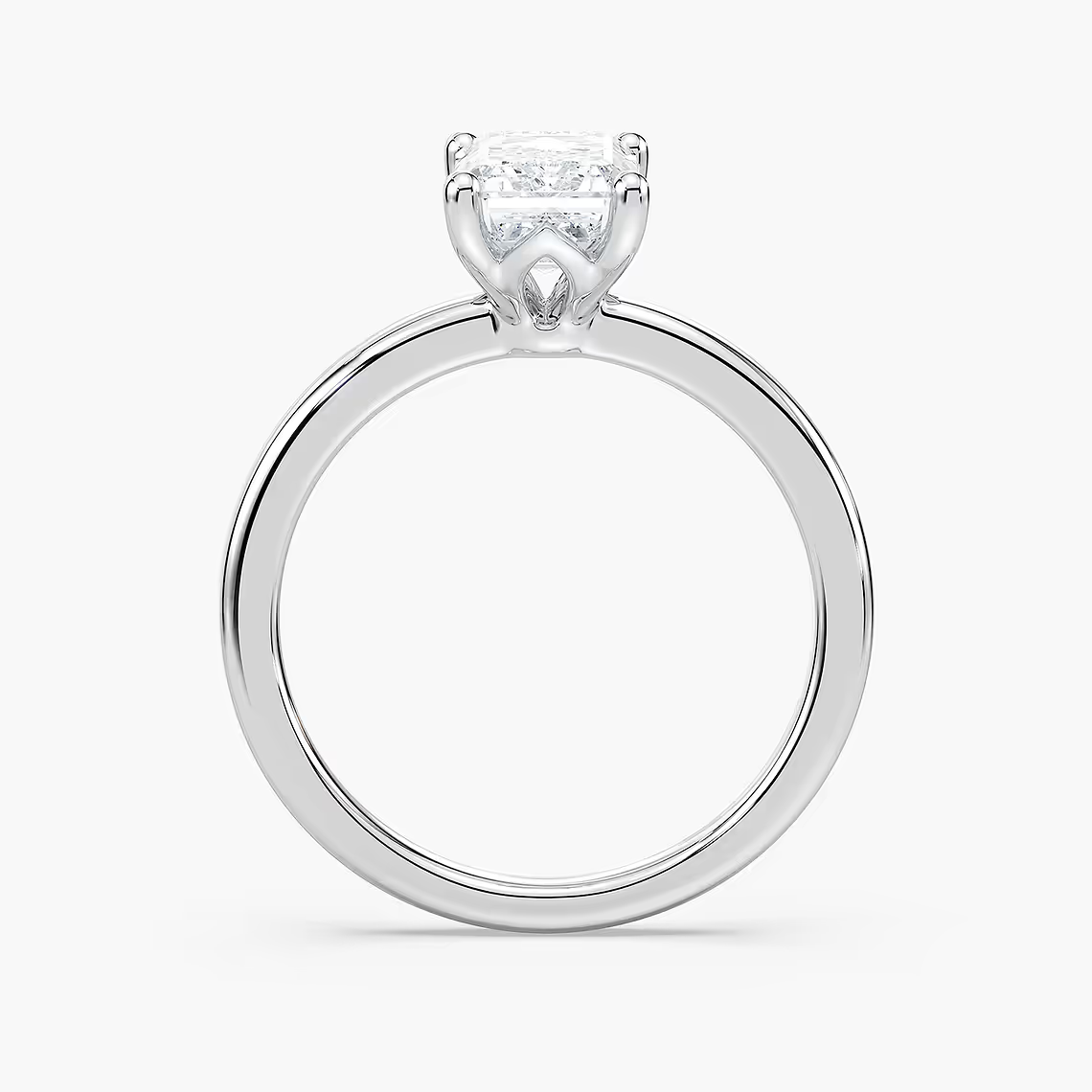 Delicate Four-Prong Emerald Cut Solitaire Engagement Ring