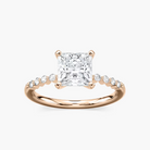 Princess Cut Shared Prong Side Stone Engagement Ring