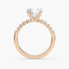 Round Cut Shared Prong Side Stone Engagement Ring