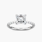 Asscher Cut Shared Prong Side Stone Engagement Ring