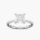 Princess Cut Shared Prong Side Stone Engagement Ring