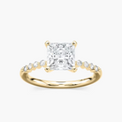 Princess Cut Shared Prong Side Stone Engagement Ring