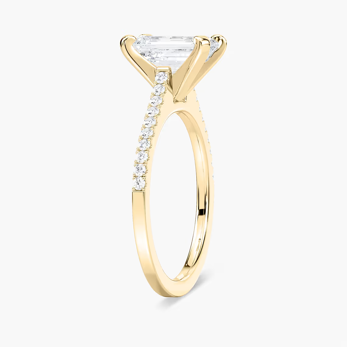 Pavé Set Emerald Cut Engagement Ring