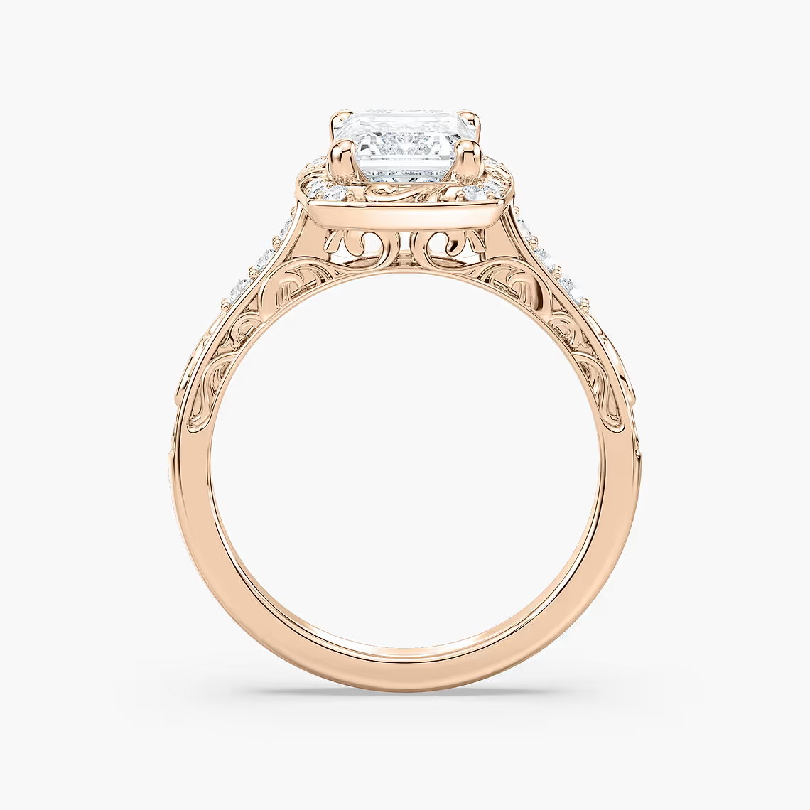 Vintage Emerald Cut Halo Engagement Ring