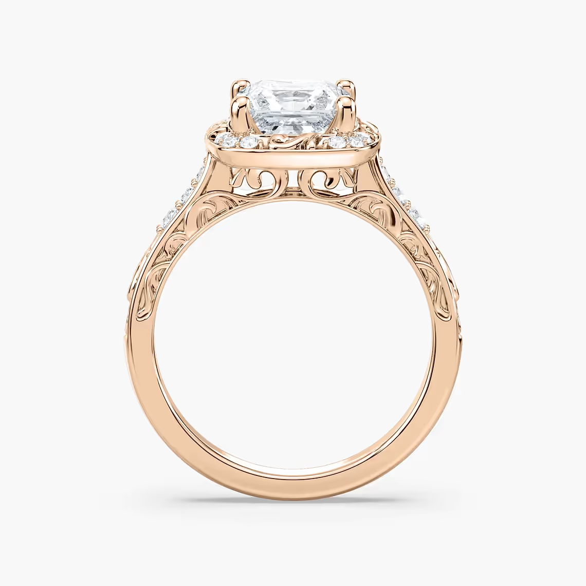 Vintage Princess Cut Halo Engagement Ring
