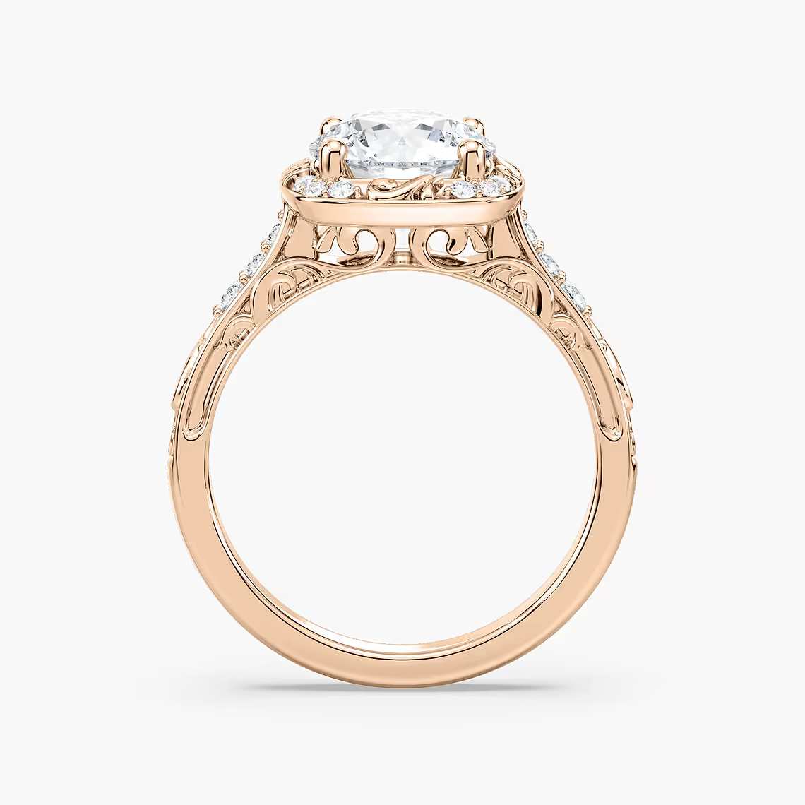 Vintage Round Cut Halo Engagement Ring