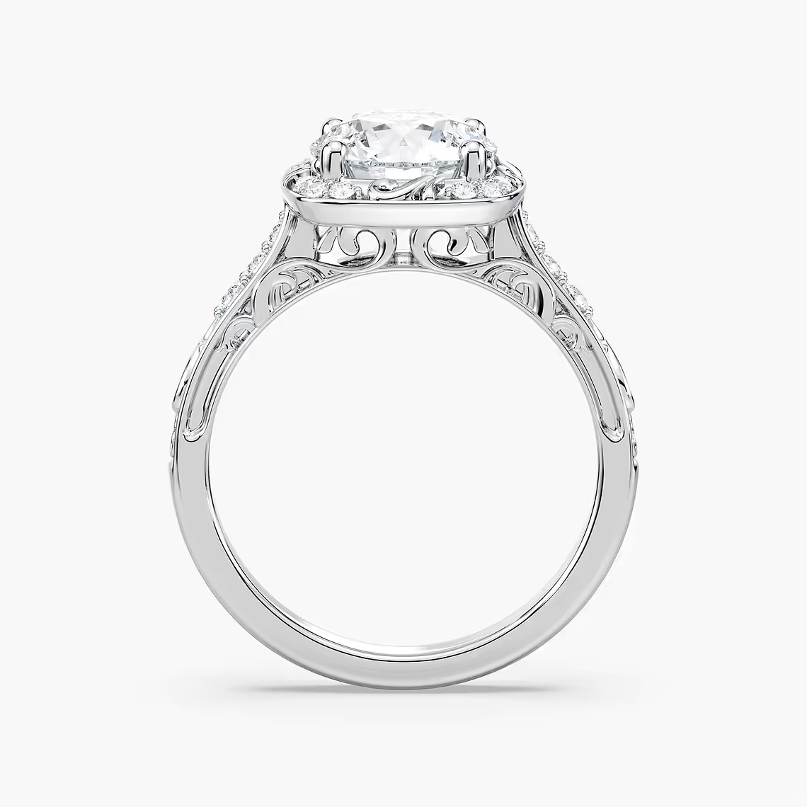 Vintage Round Cut Halo Engagement Ring