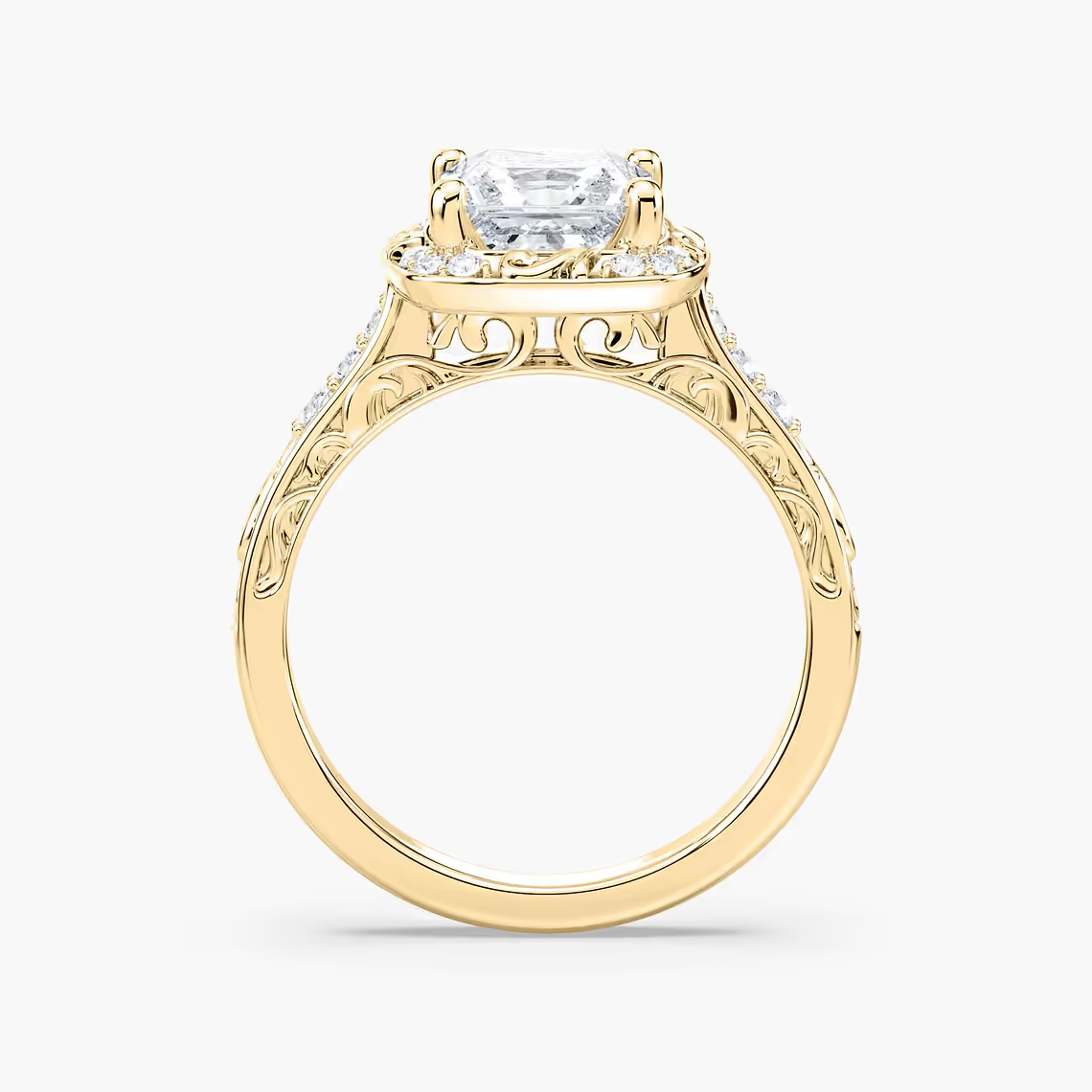 Vintage Princess Cut Halo Engagement Ring