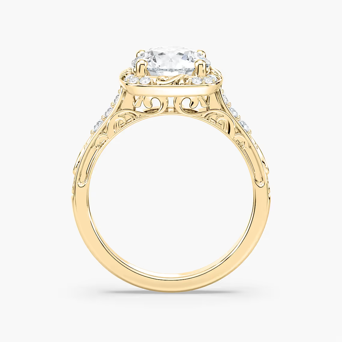 Vintage Round Cut Halo Engagement Ring