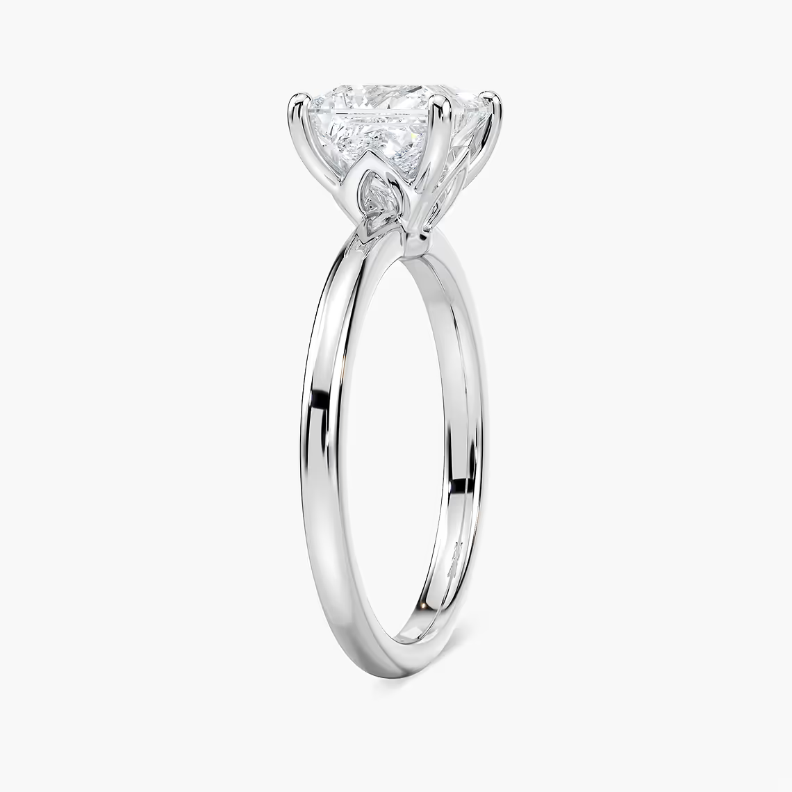 Delicate Four-Prong Princess Cut Solitaire Engagement Ring