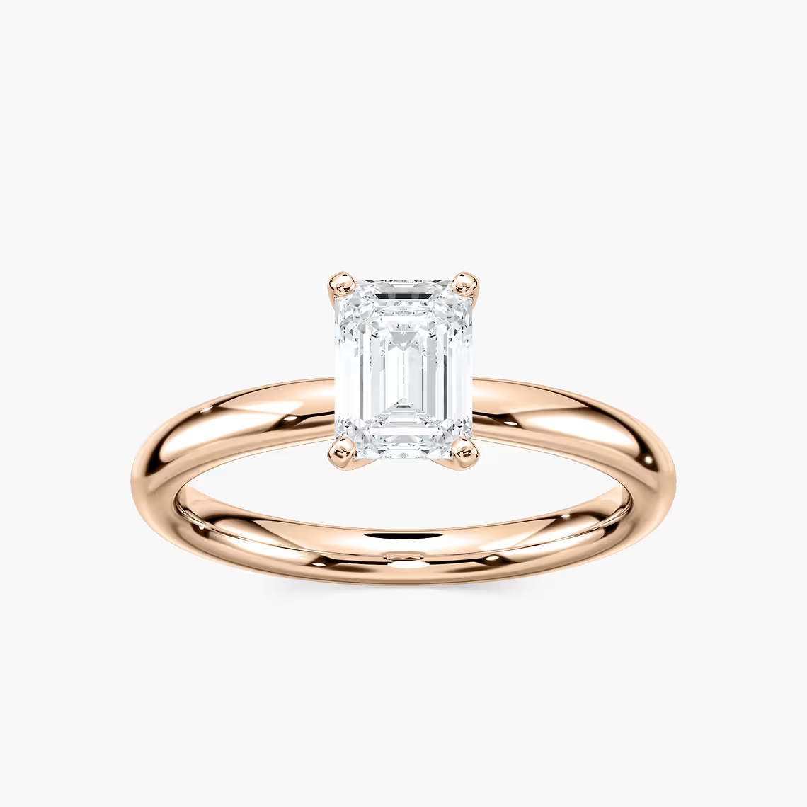 Four-Prong Emerald Cut Solitaire Engagement Ring