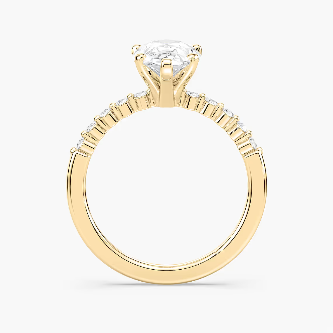 Pear Shaped Shared Prong Side Stone Engagement Ring