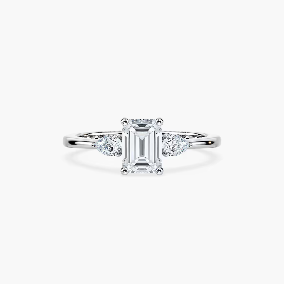 Emerald Cut Three Stone Engagement Ring