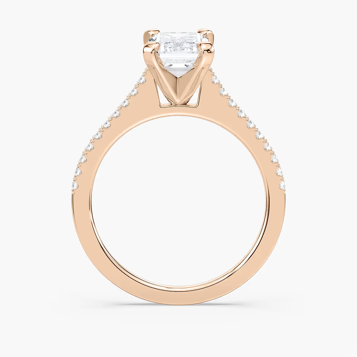 Pavé Set Emerald Cut Engagement Ring