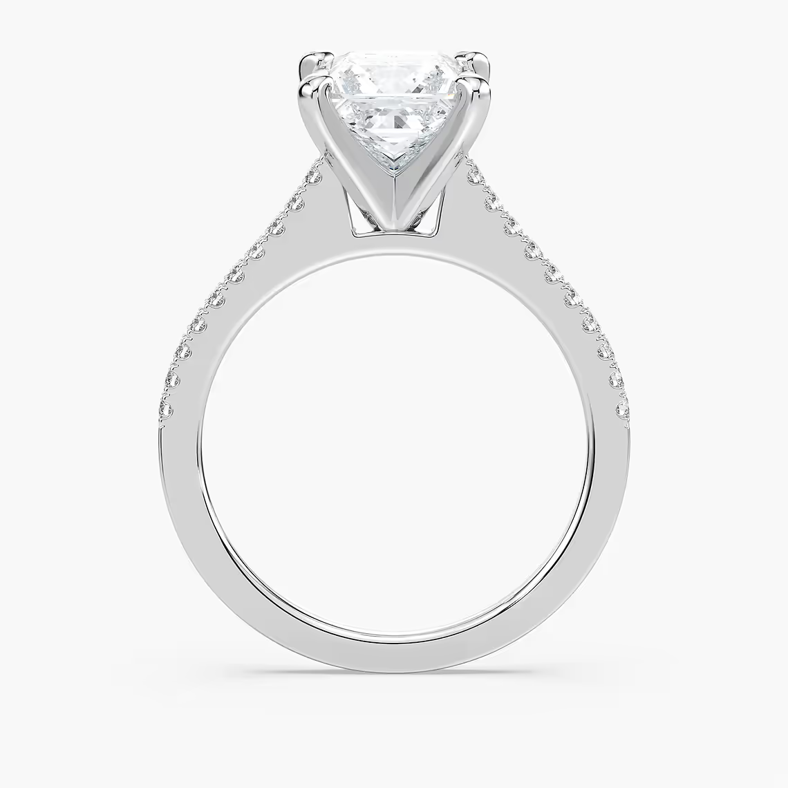 Pavé Set Princess Cut Engagement Ring
