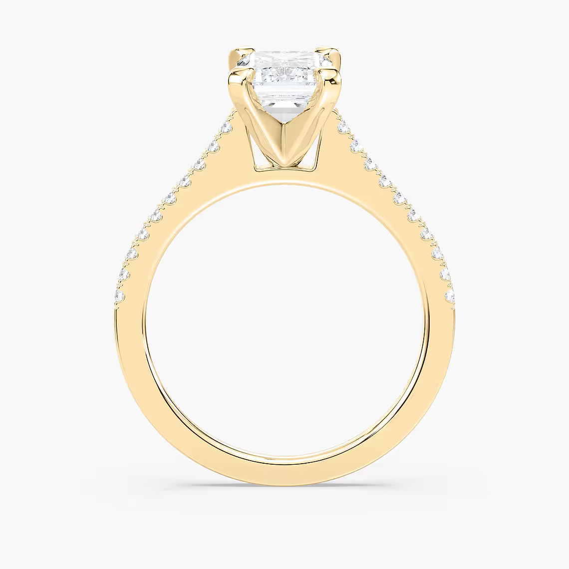 Pavé Set Emerald Cut Engagement Ring