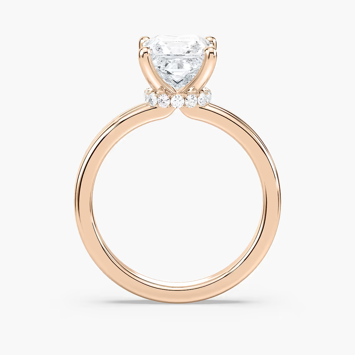 Princess Cut Shared Prong Side Stone Engagement Ring