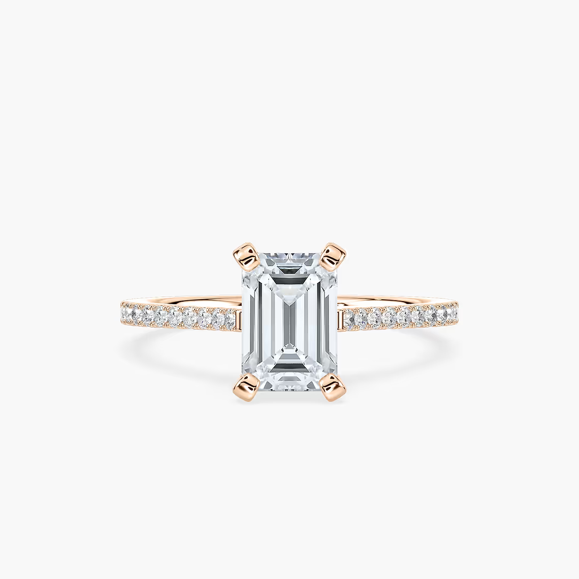 Pavé Set Emerald Cut Engagement Ring