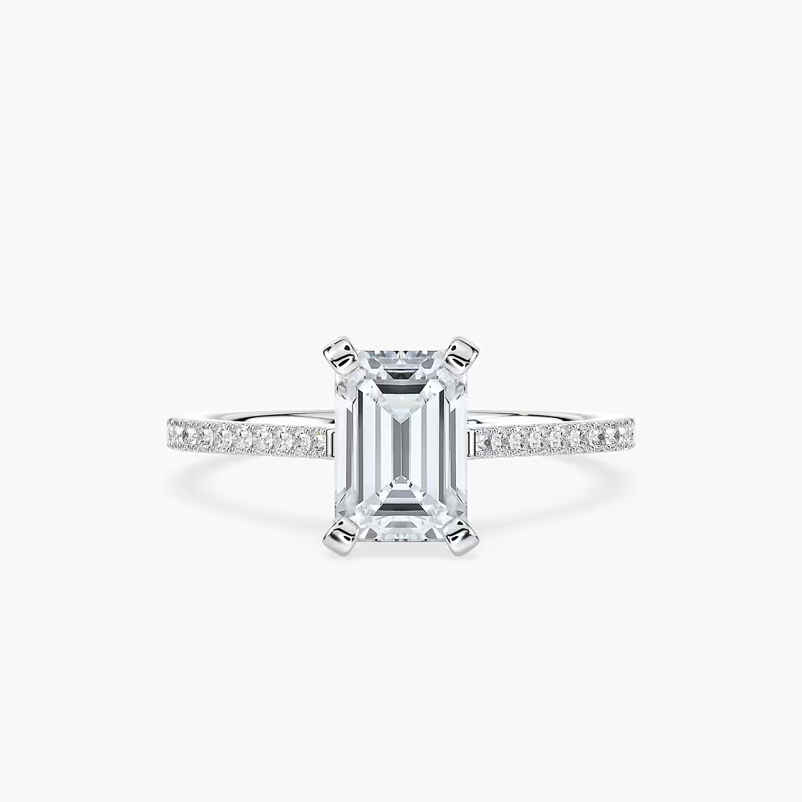 Pavé Set Emerald Cut Engagement Ring
