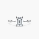 Pavé Set Emerald Cut Engagement Ring