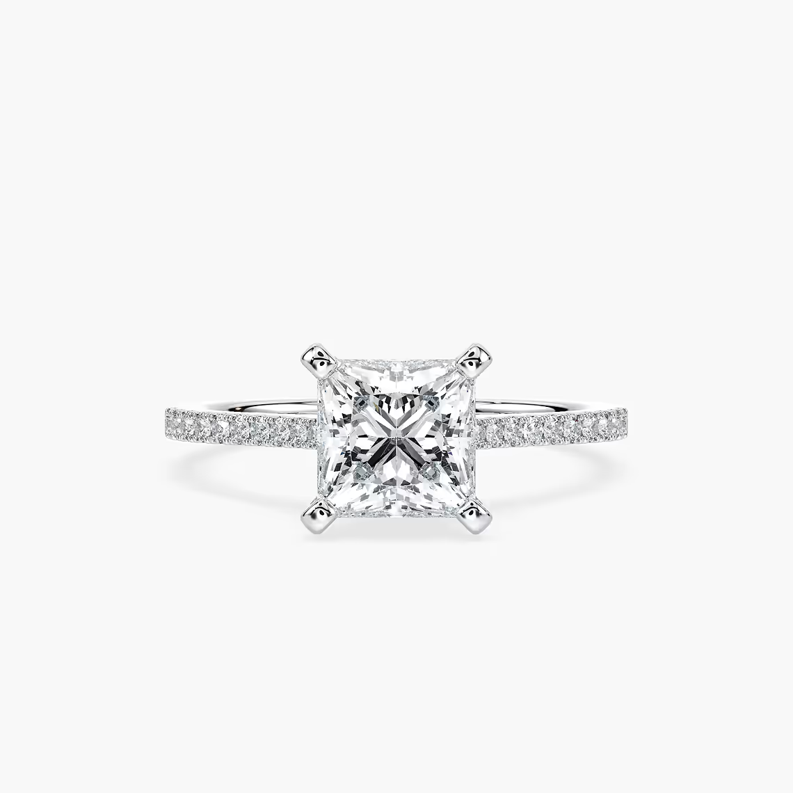 Pavé Set Princess Cut Engagement Ring