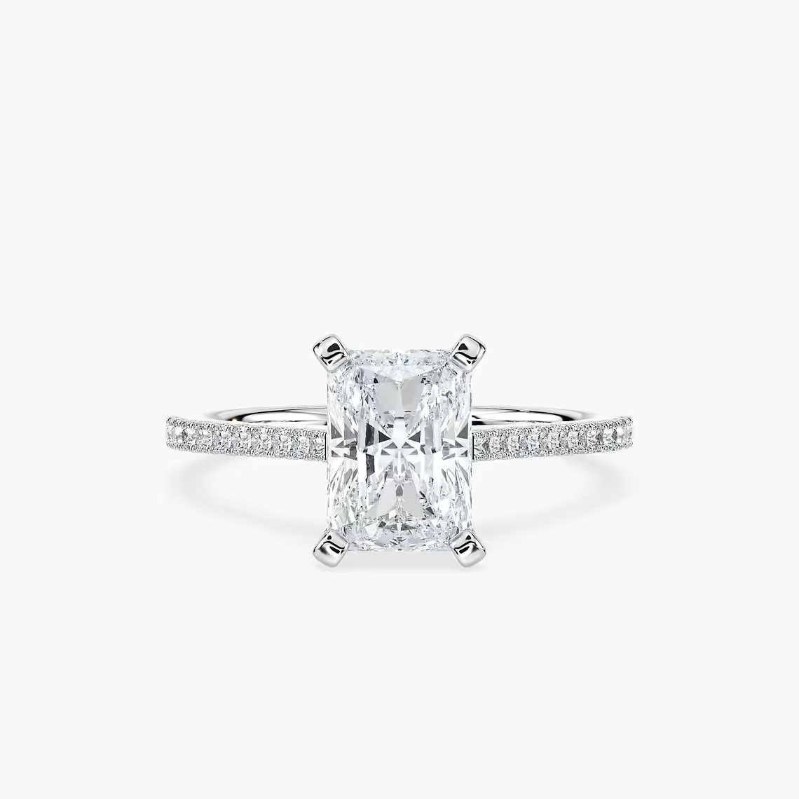 Pavé Set Radiant Cut Engagement Ring