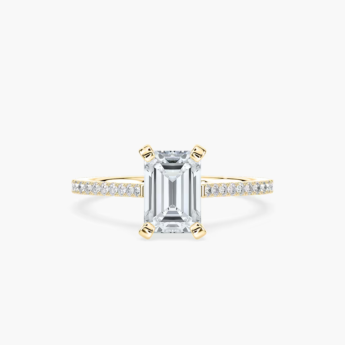 Pavé Set Emerald Cut Engagement Ring