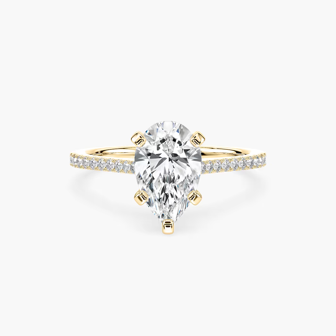 Pavé Set Pear Cut Engagement Ring