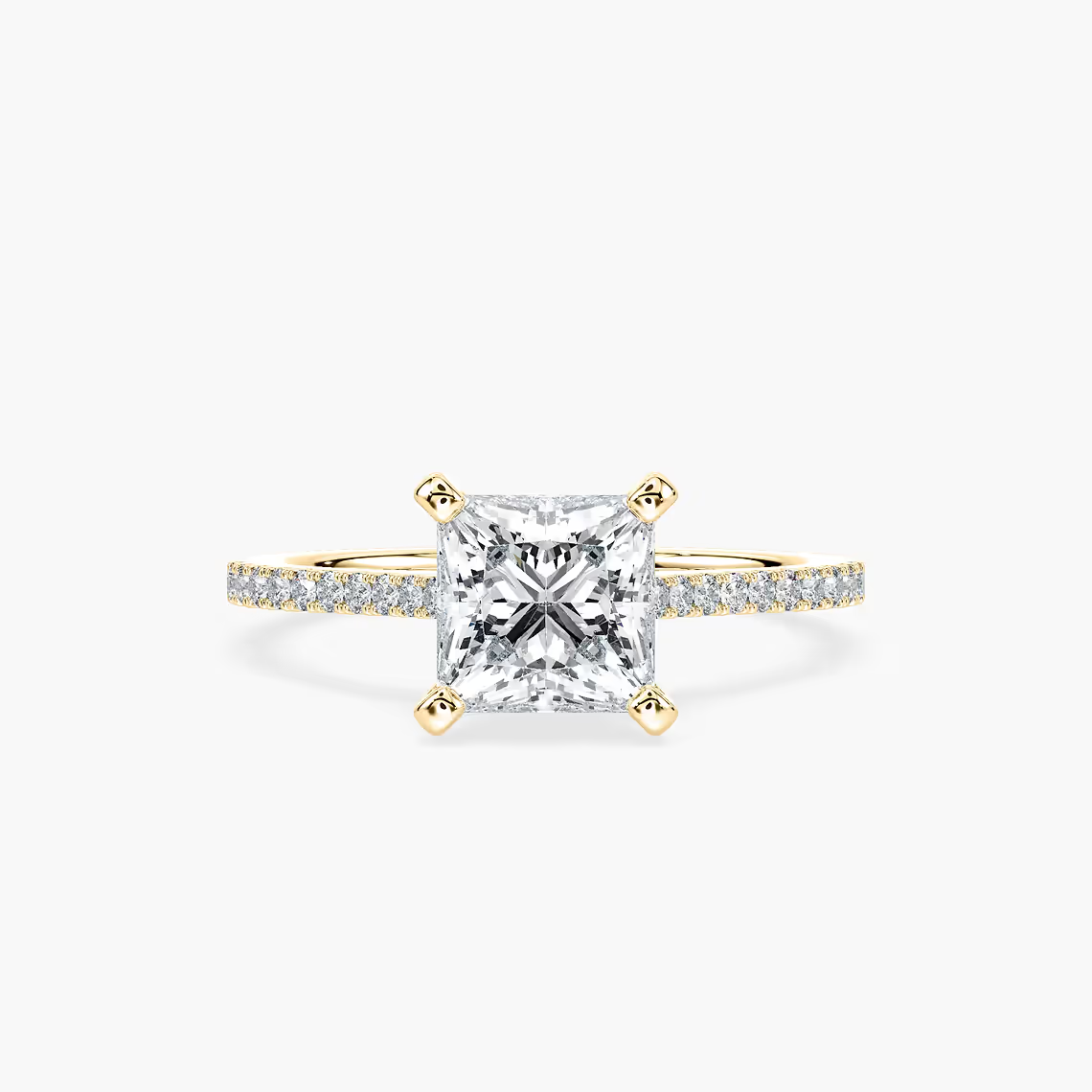 Pavé Set Princess Cut Engagement Ring