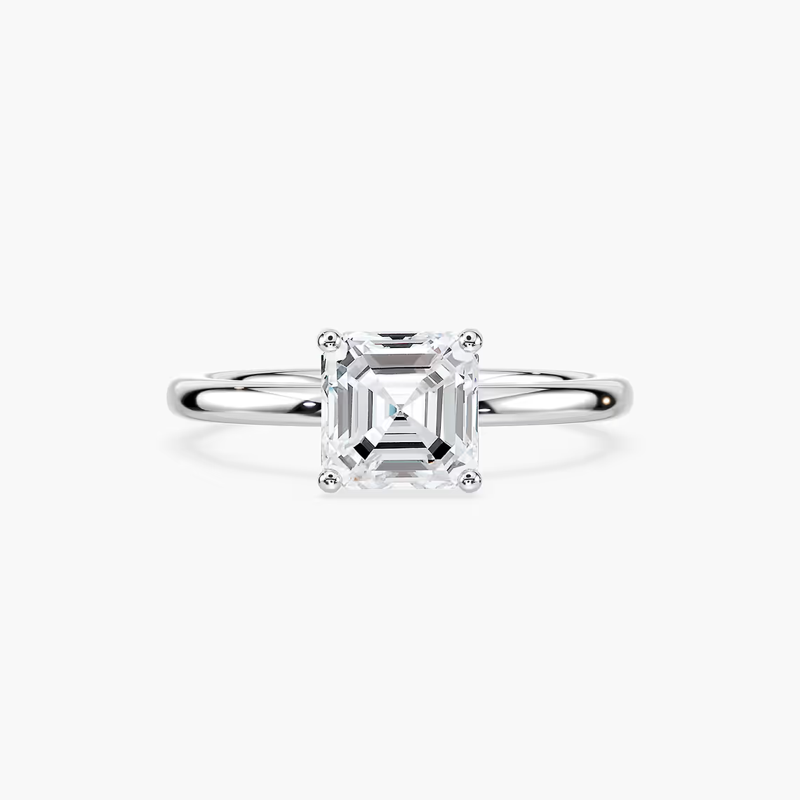 Delicate Four-Prong Asscher Cut Solitaire Engagement Ring